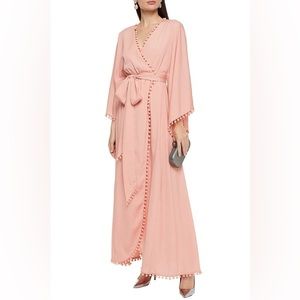 Badgley Mischka - Pom Pom Trimmed Satin Crepe Gown - Pink - Size 4
